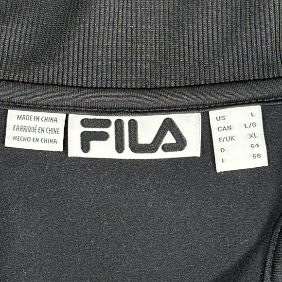 Fila Jacket Adult LARGE Black Silver White Rhory Track Active Wear Athletic Tags - Picture 5 of 11